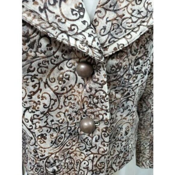 V Christina Beige Blazer Size XL Brown Paisley 2 Button - Picture 7 of 10